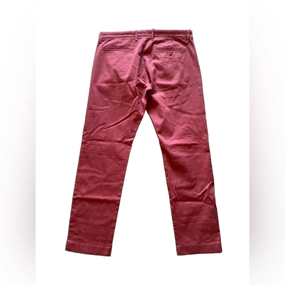 J Crew Mens Bleecker Chino Pants Size 34/30 Red Salmon Cotton Stretch Flat Front